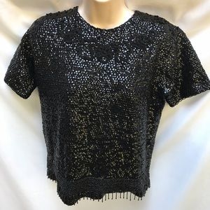 Vintage Black Beaded & Sequined Top